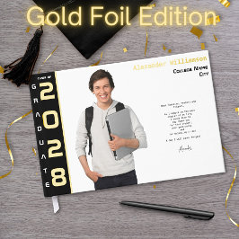 Modern Photo Afstuderen Black Gold Folie Gastboek Gastenboek