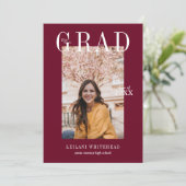 Modern Photo Afstuderen Burgundy Kaart (Staand voorkant)