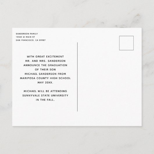 Modern Photo Afstuderen Class Afstuderen Aankondigingskaart (Achterkant)