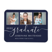 Modern Photo Afstuderen Collage 2022 Navy Blue Magneet (Horizontaal)