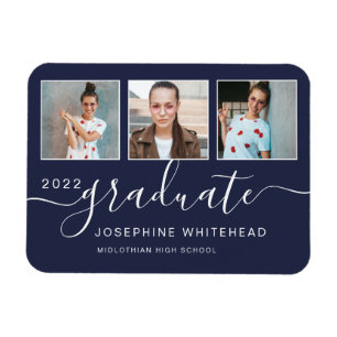 Modern Photo Afstuderen Collage 2022 Navy Blue Magneet