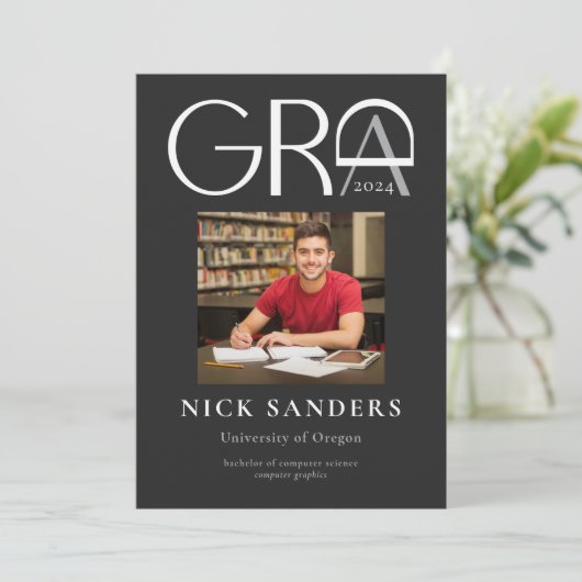 Modern Photo Afstuderen College Black Aankondiging (Staand voorkant)