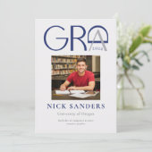 Modern Photo Afstuderen College Gray Blue Aankondiging (Staand voorkant)