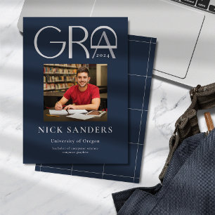 Modern Photo Afstuderen College Marine Blue Aankondiging