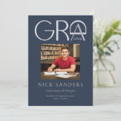 Modern Photo Afstuderen College Marine Blue Aankondiging (Staand voorkant)