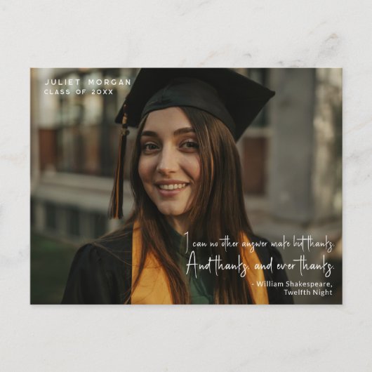 Modern Photo Afstuderen Eenvoudig Dank u Quote Briefkaart (Voorkant)