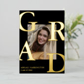 Modern Photo Afstuderen Folie Uitnodiging (Staand Voorkant)