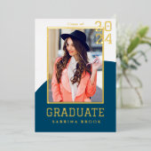 Modern Photo Afstuderen Folie Uitnodiging (Staand Voorkant)