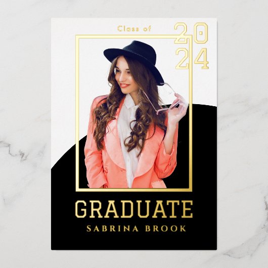 Modern Photo Afstuderen Folie Uitnodiging (Voorkant)