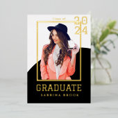 Modern Photo Afstuderen Folie Uitnodiging (Staand Voorkant)