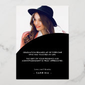 Modern Photo Afstuderen Folie Uitnodiging (Achterkant)