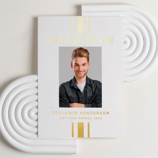 Modern Photo Afstuderen Gold Foil Aankondiging
