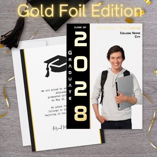 Modern Photo Afstuderen Gold Foil Aankondiging