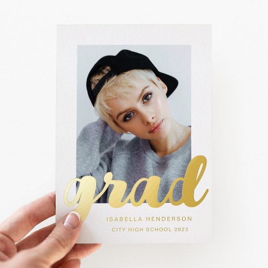 Modern Photo Afstuderen Gold Folie Uitnodiging