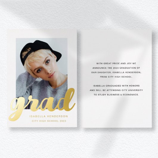 Modern Photo Afstuderen Gold Folie Uitnodiging