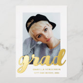 Modern Photo Afstuderen Gold Folie Uitnodiging (Voorkant)
