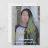 Modern Photo Afstuderen Gold Stars Party Kaart (Voorkant)