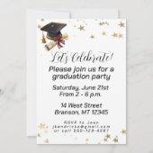 Modern Photo Afstuderen Gold Stars Party Kaart (Achterkant)