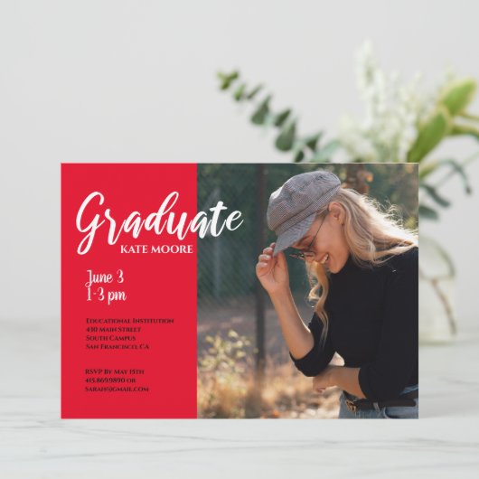 Modern Photo Afstuderen Kaart (Staand voorkant)