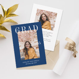 Modern Photo Afstuderen Navy Blue Kaart