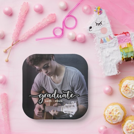 Modern Photo Afstuderen Papieren Bordje (Feest)