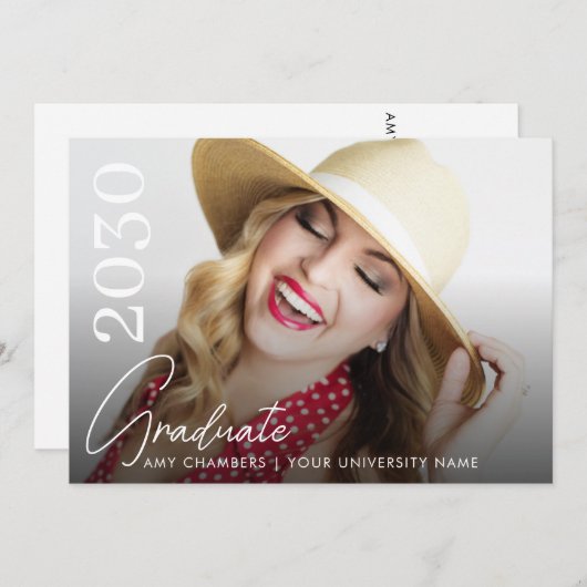 Modern Photo Afstuderen Script Kaart (Voorkant / Achterkant)