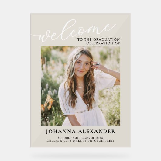 Modern Photo Afstuderen Welkom Acryl Bord (Voorkant)