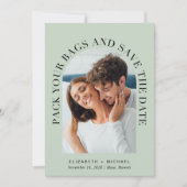Modern Photo Arch Destination Sage Wedding Save The Date (Voorkant)