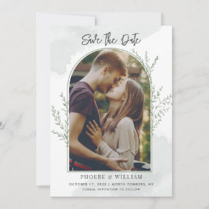 Modern Photo Arch Script Bruiloft Save The Date