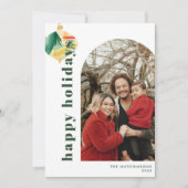 Modern Photo Arch & Waterverf Tree Ornament Feestdagenkaart (Voorkant)