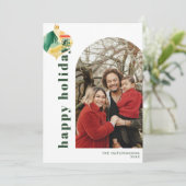 Modern Photo Arch & Waterverf Tree Ornament Feestdagenkaart (Staand voorkant)