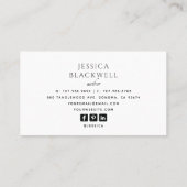 Modern Photo Author Writer Business Card Visitekaartje (Achterkant)