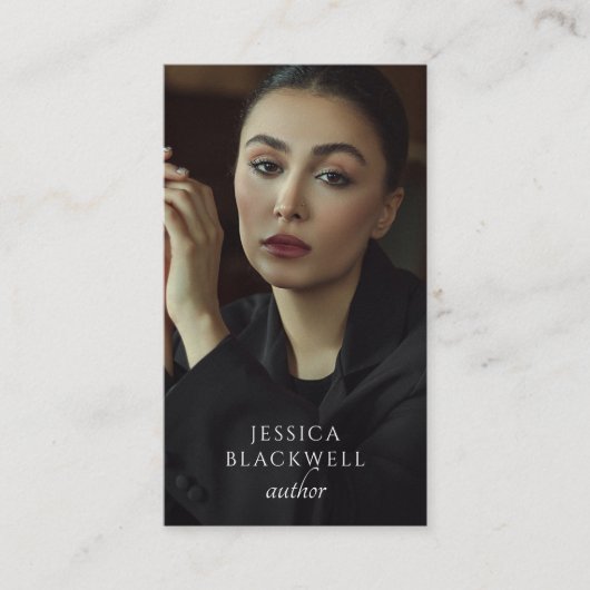 Modern Photo Author Writer Business Card Visitekaartje (Voorkant)