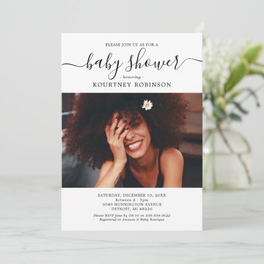 Modern Photo Baby shower Kaart (Staand voorkant)