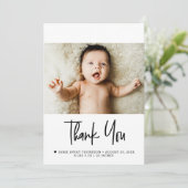 Modern Photo Baby with Newborn Birth stats Message Bedankkaart (Staand voorkant)