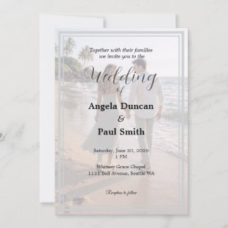 Modern Photo Background Wedding Invitation Card Kaart