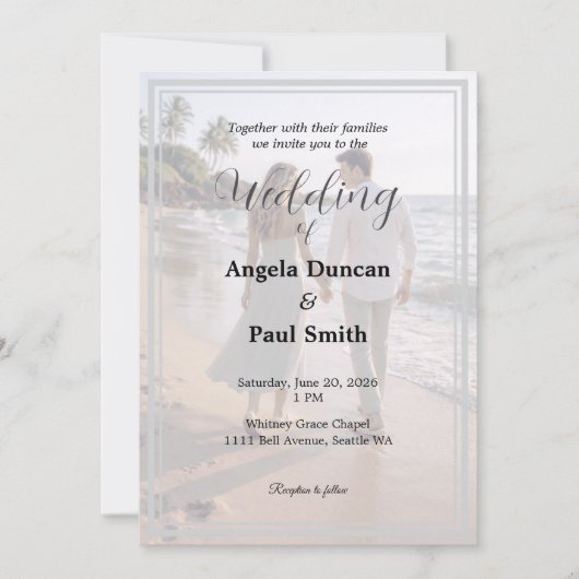 Modern Photo Background Wedding Invitation Card Kaart (Voorkant)