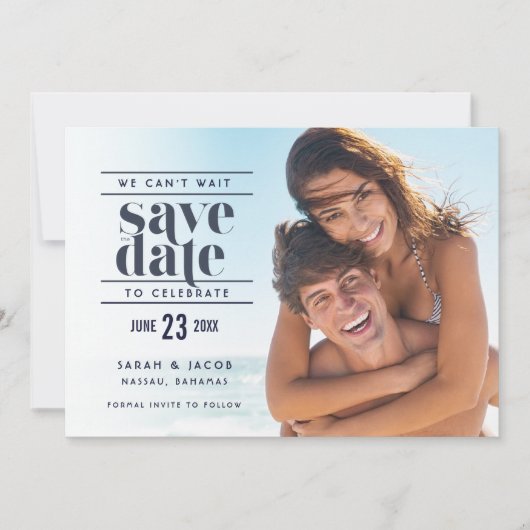 Modern Photo Beach Wedding Save the Date (Voorkant)