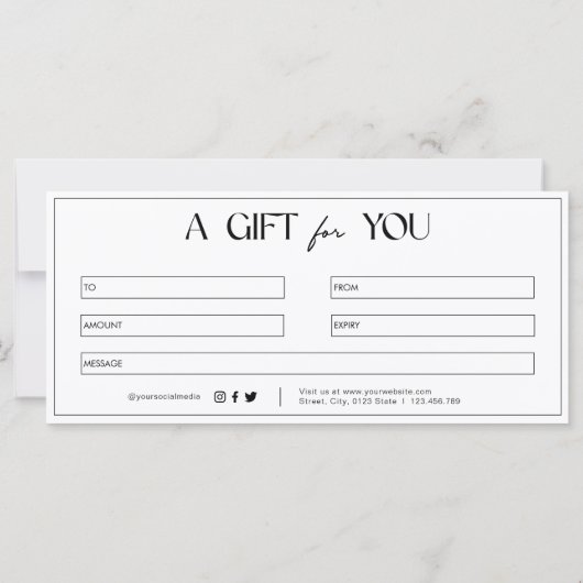 Modern Photo Beaty Salon Grift Card (Achterkant)