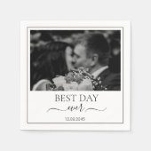 Modern Photo Best Day Ever Wedding Custom Napkin Servet (Voorkant)