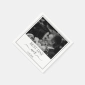 Modern Photo Best Day Ever Wedding Custom Napkin Servet (Hoek)