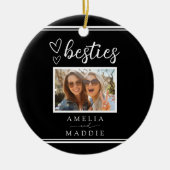 Modern Photo Besties Hearts Black and White  Keramisch Ornament (Voorkant)
