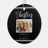 Modern Photo Besties Hearts Black and White  Keramisch Ornament (Links)
