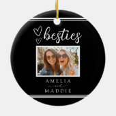 Modern Photo Besties Hearts Black and White  Keramisch Ornament (Achterkant)