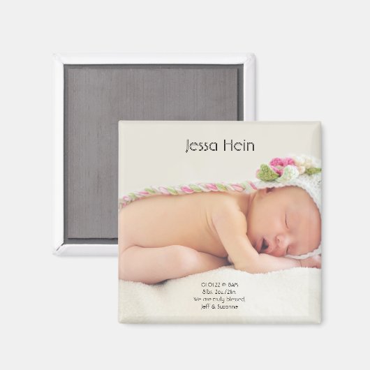 Modern Photo Birth Announcement Magnet (Voorkant / Achterkant)