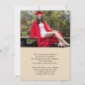 Modern Photo Black Cream Afstuderen Aankondiging (Achterkant)