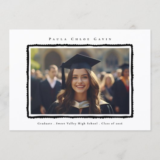 Modern Photo Black Frame Graduation High School Aankondiging (Voorkant)