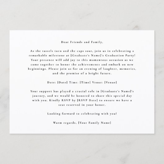 Modern Photo Black Frame Graduation High School Aankondiging (Achterkant)