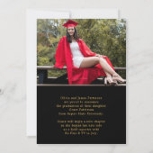 Modern Photo Black Gold Afstuderen aangekondigd Kaart (Achterkant)