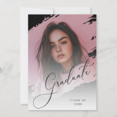 Modern Photo Black & White Afstudeerder Aankondigi Kaart (Voorkant)